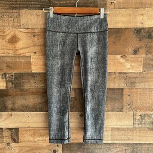Lululemon Wunder Under Crop Leggings Full-On Luxtreme Burlap Texture Black Dune